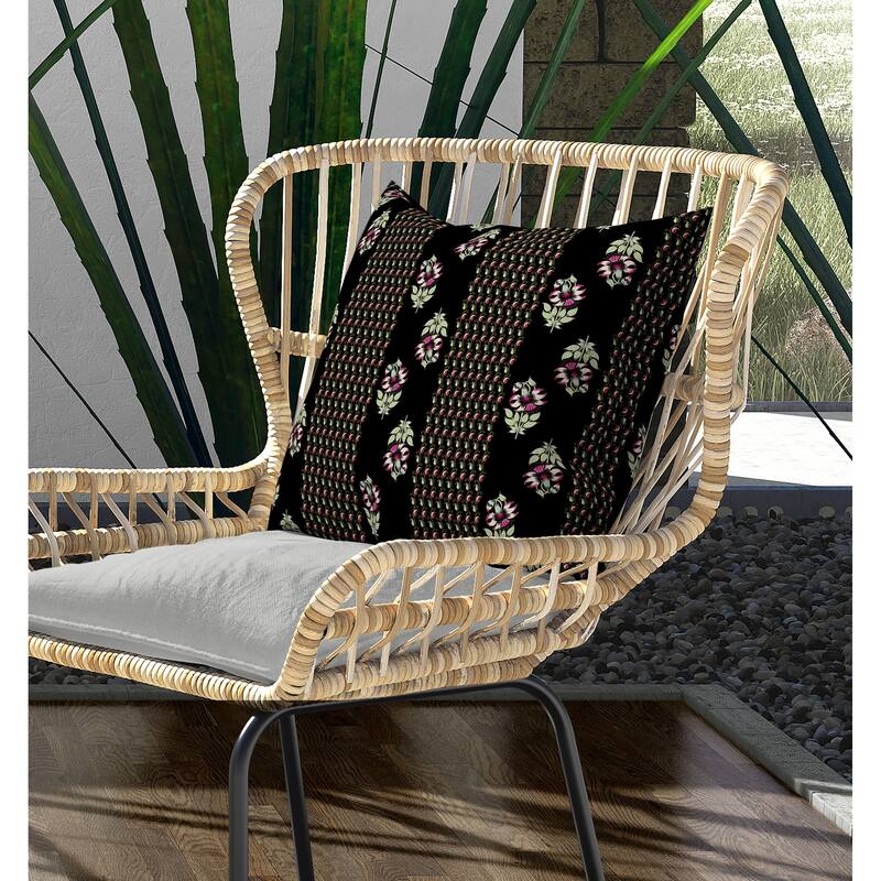 Anemone Artistry Indoor/Outdoor Reversible Throw Pillow Black and Pink