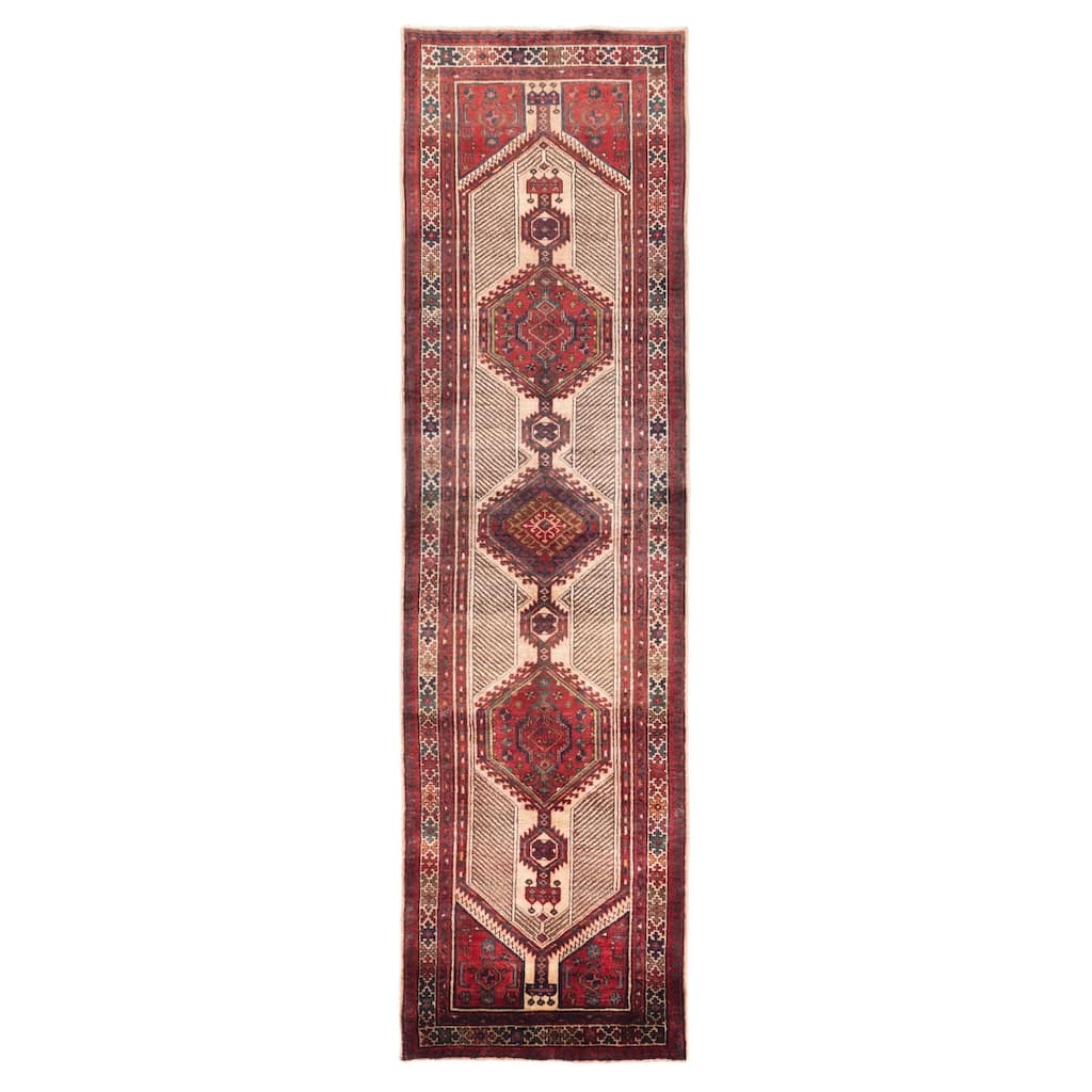 ECARPETGALLERY Hand-knotted Konya Anatolian Beige, Red Wool Rug - 3'2 x 11'5