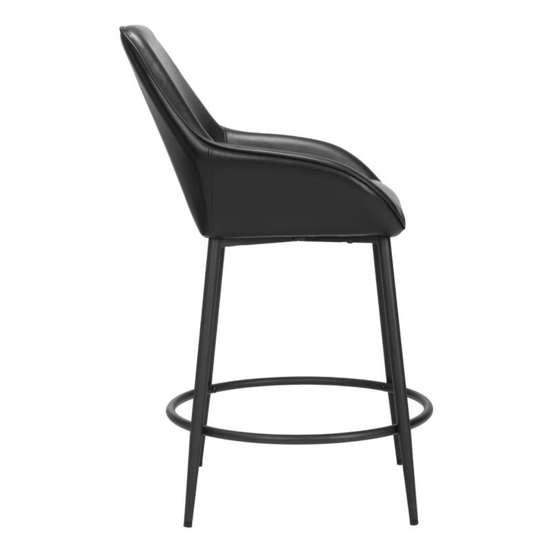 Set of 2 Faux Leather Bar Stools with Armrests and Steel Frame