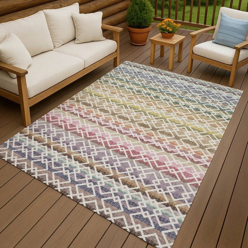 Machine Washable Indoor/ Outdoor Cabo Stripe Chantille Rug