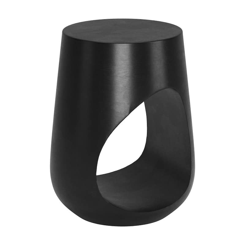 HomeRoots 18" Black Solid Wood Round Mod Geo End Table - 15 in. x 17.7 in. x 13 in.