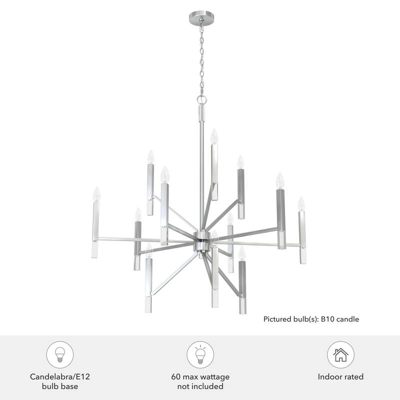 Hunter Sunjai 12-Light 3-Tier Candle Chandelier - Contemporary, Glam, Geometric