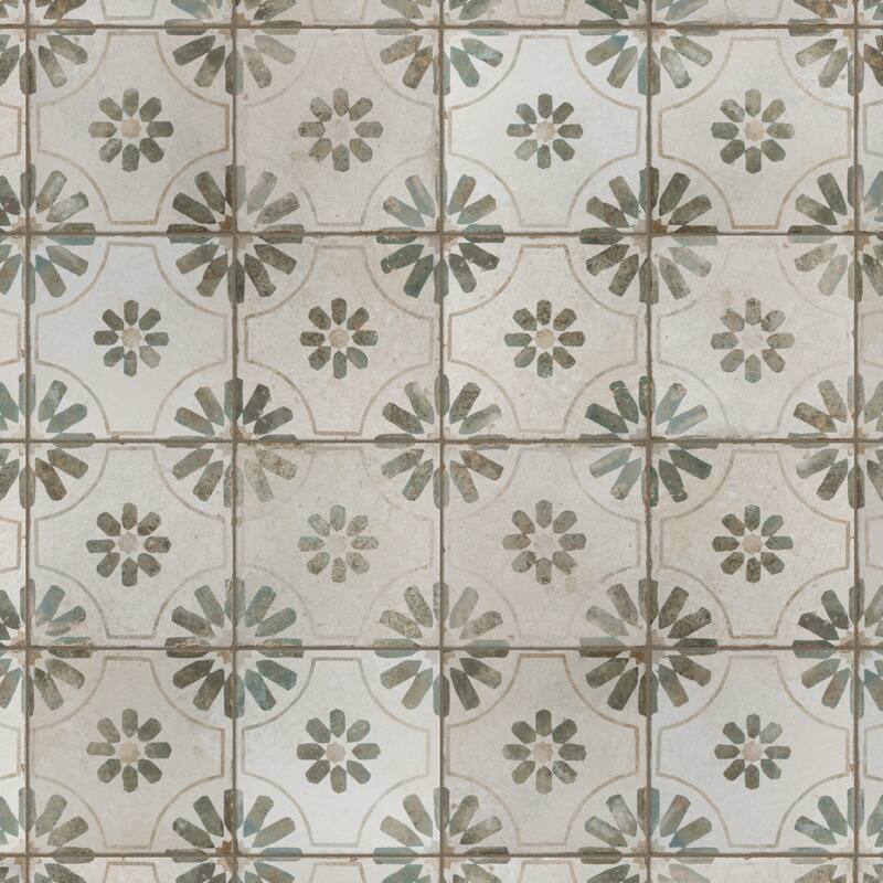 Merola Tile Kings Blume Sage 17-5/8" x 17-5/8" Ceramic Floor and Wall Tile - Sample swatch