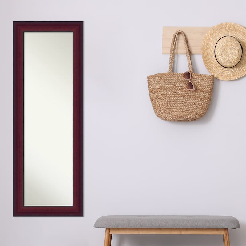 Canterbury Cherry Non-Beveled Wood Framed Full-Length On the Door Mirror - Canterbury Cherry - Glass Size 14x48