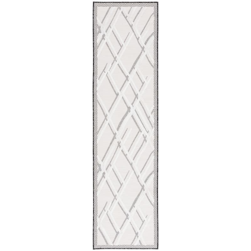 SAFAVIEH Cabana Lesley Trellis Waterproof Patio Backyard Rug - 2' x 8' Runner - Ivory/Black