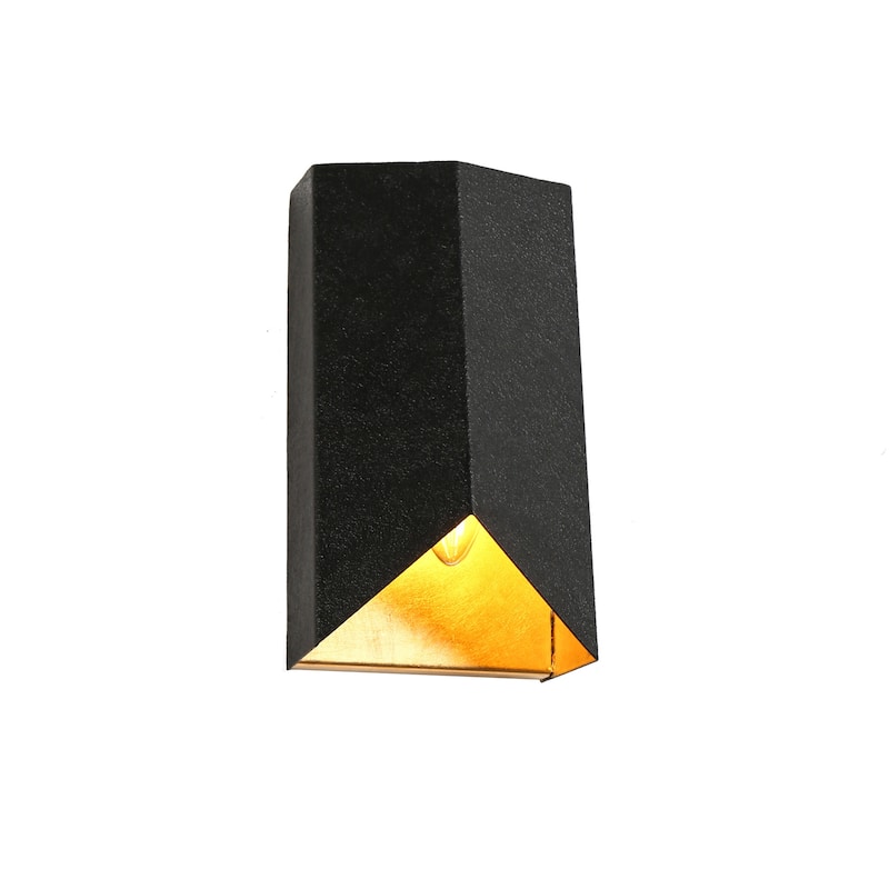 Modern 1-Light Black Gold Wall Sconce Bathroom Vanity Lights - W 4.3" x H 7.9"