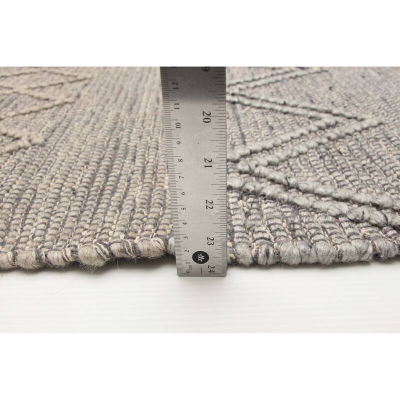 ECARPETGALLERY Braid weave Sienna Grey Wool Rug - 6'1 x 8'10