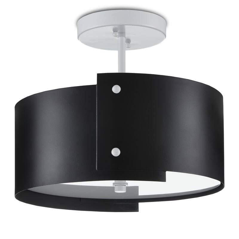 Currey & Company Ritsu Black Semi-Flush Mount - 12"h x 13.75"dia