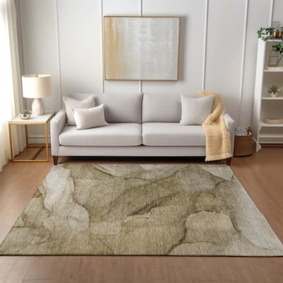 Machine Washable Indoor/ Outdoor Chantille Contemporary Abstract Rug