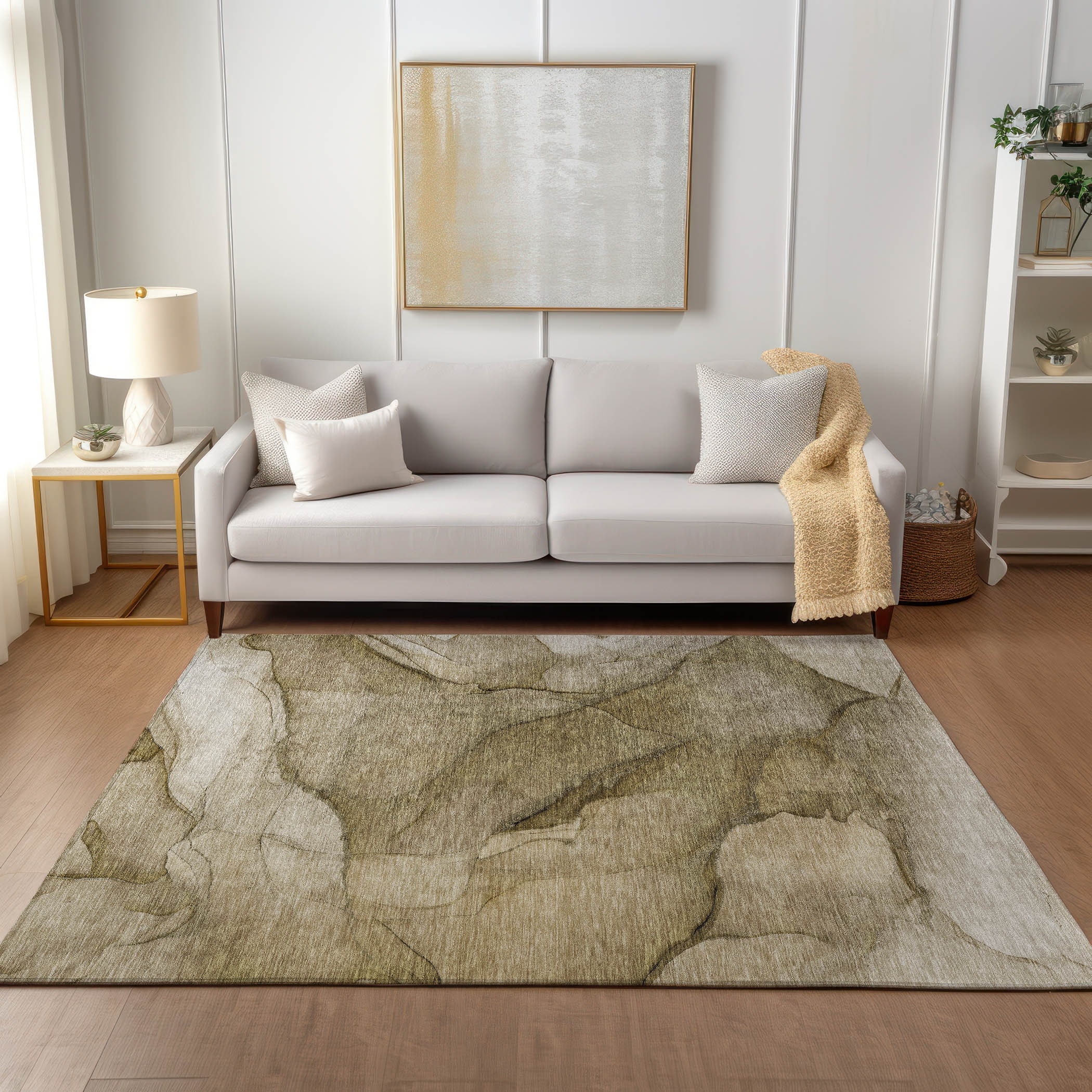 Machine Washable Indoor/ Outdoor Chantille Contemporary Abstract Rug
