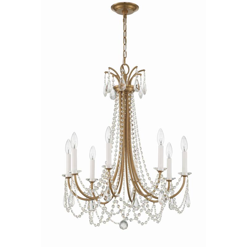 Karrington 8 Light Aged Brass Chandelier - 26"W x 31"H