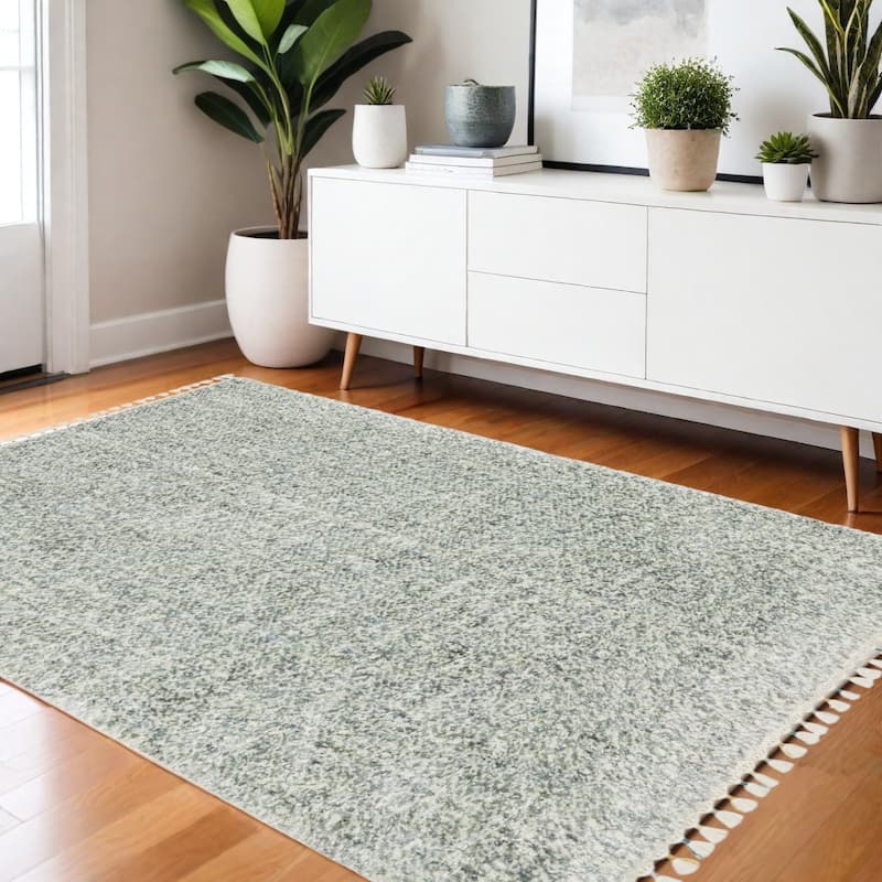 HomeRootsAbstract Modern Runner Area Rug - 64.96' X '45.67' X '1.77 - Light Blue/Ivory