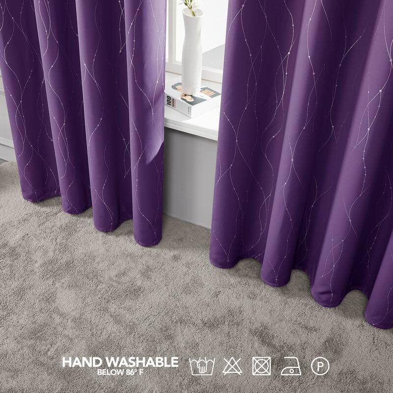 Deconovo Wave Line with Dots 52 Width Curtains Pair(2 Panel)