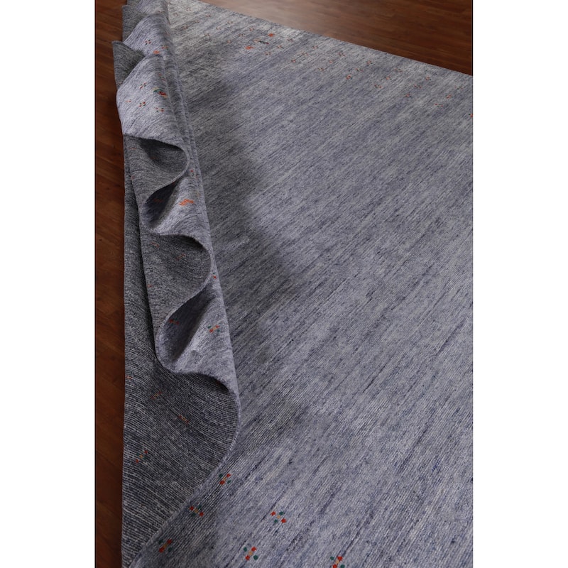 Hand Knotted Oriental 100% Wool Carpet Tribal Tribal Navy Blue & Blues Gabbeh Area Rug - 12' 0'' X 8' 10''