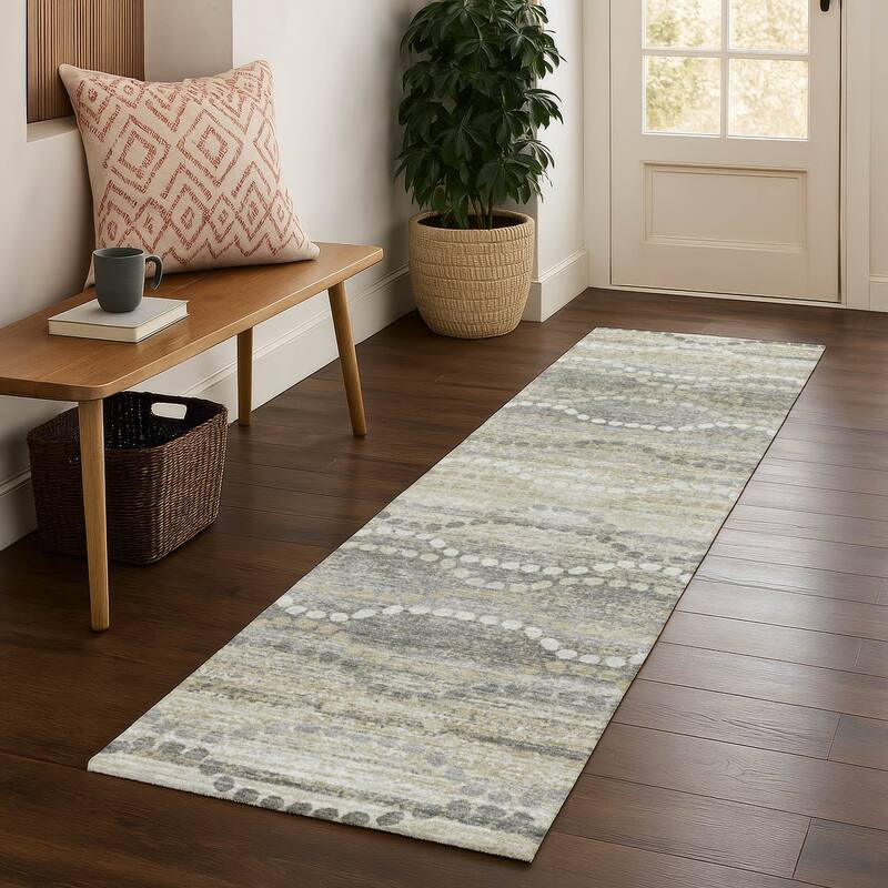 Premium Washable Super Soft Pixy Stripes Mayfield Rug - Pewter - 2'3" x 7'6"