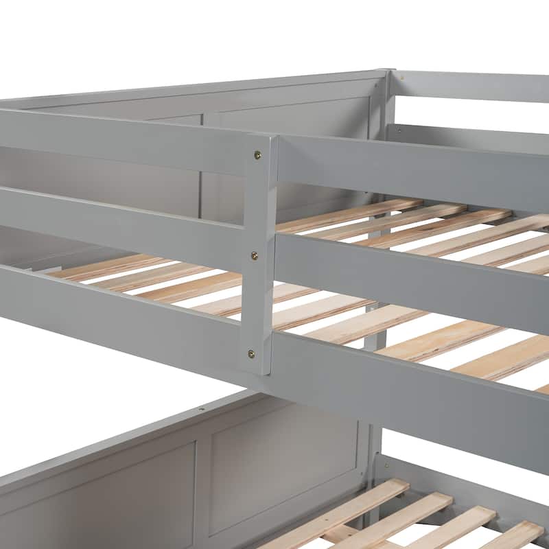 Full Over Full Bunk Bed with Twin Size Trundle, Espresso