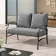 preview thumbnail 13 of 31, Outdoor Patio Metal 74" W Sofa/ 50" W Loveseat with Cushions Gray-Loveseat