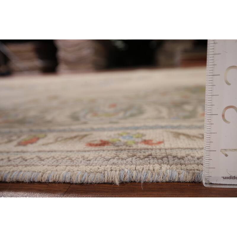 Beige Tabriz Persian Vintage Area Rug Hand-Knotted Wool Carpet - 8'8" x 10'8"