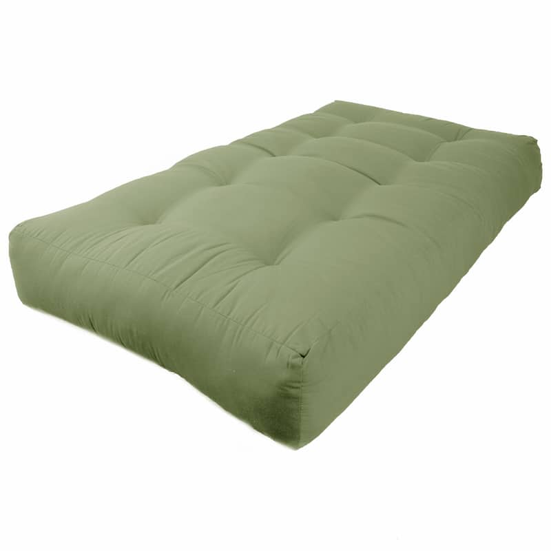 10-inch Thick Twill Futon Mattress (Twin, Full, or Queen) - Sage - Twin