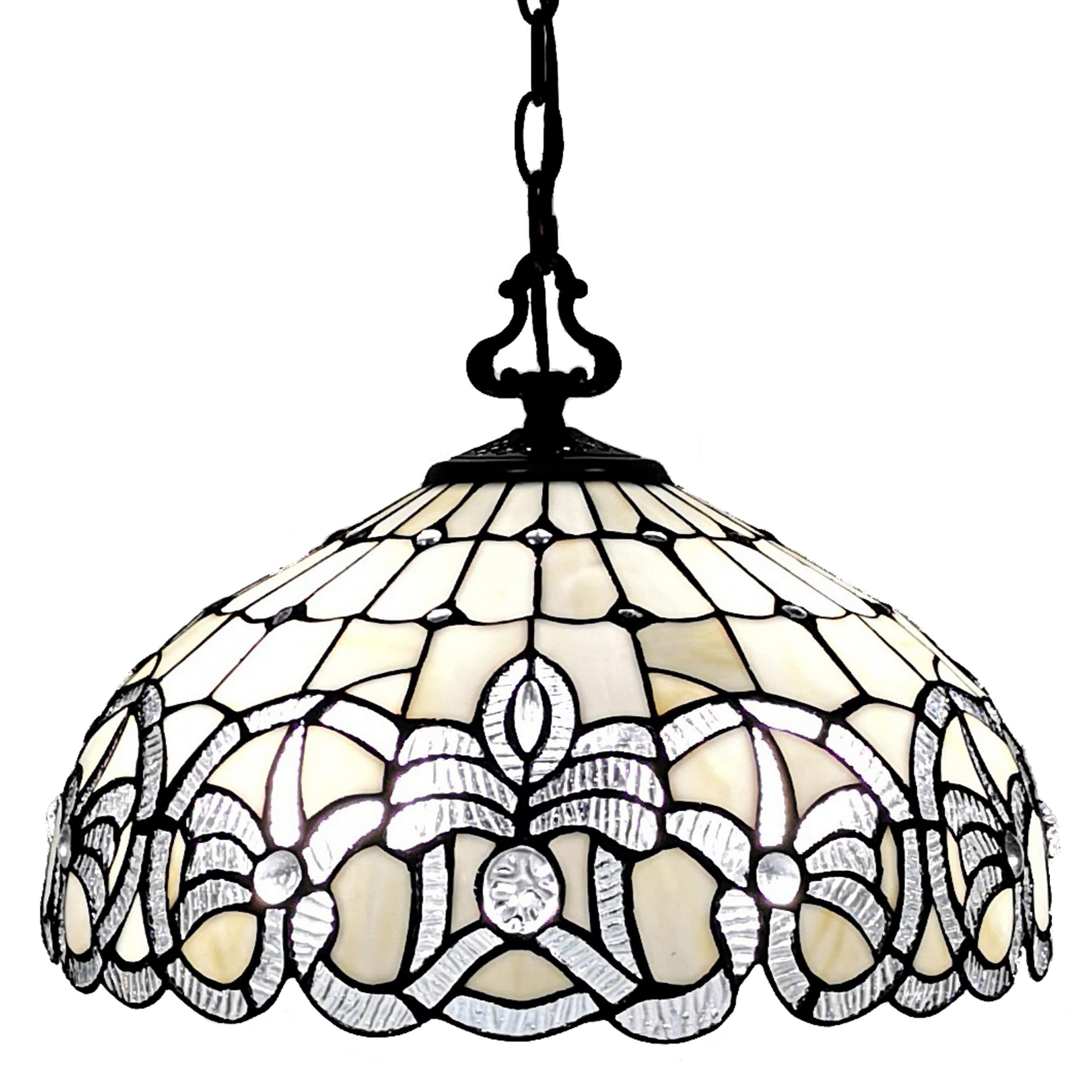 Tiffany Style White Hanging Lamp 16 Inches Wide AM294HL16B Amora Lighting Clear White