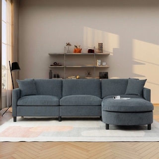 107.87 in.W Sectional Sofa Couch With Ottoman Seat and Back Cushion