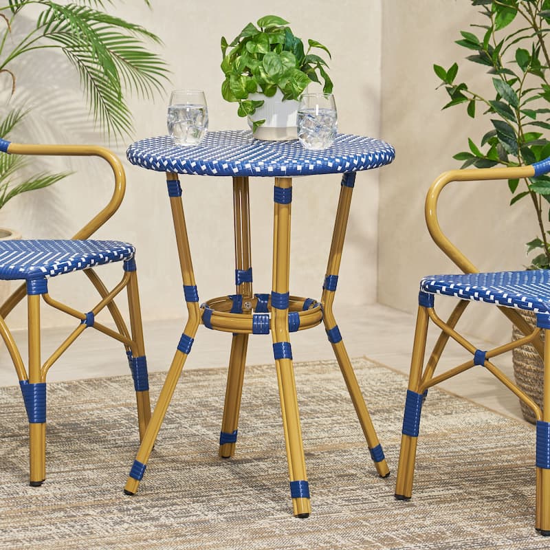 Picardy Outdoor Aluminum and Wicker Outdoor French Cafe Table by Christopher Knight Home - 21.75"L x 21.75"W x 28.50"H