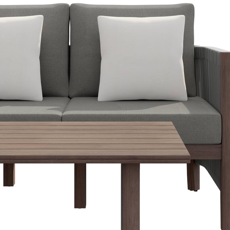 Corvus Iona 2-piece Outdoor Sofa Set with Sunbrella Fabric and Slat-Top Coffee Table