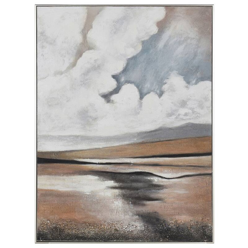 Textured Sky - Hand Painted Landscape Wall Art - Silver Frame - 36 x 48 - Plastic - Silver
