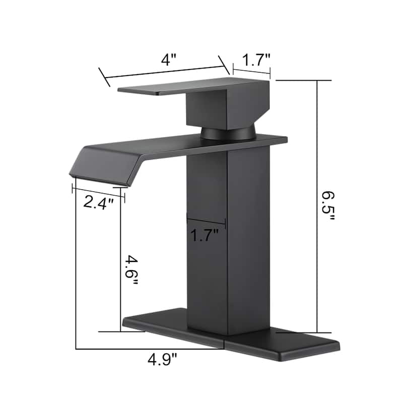 Modern Single Handle Waterfall Hand Bathroom Sink Faucet with Waterfall Spout Design, Corrosion and Rust Resistant