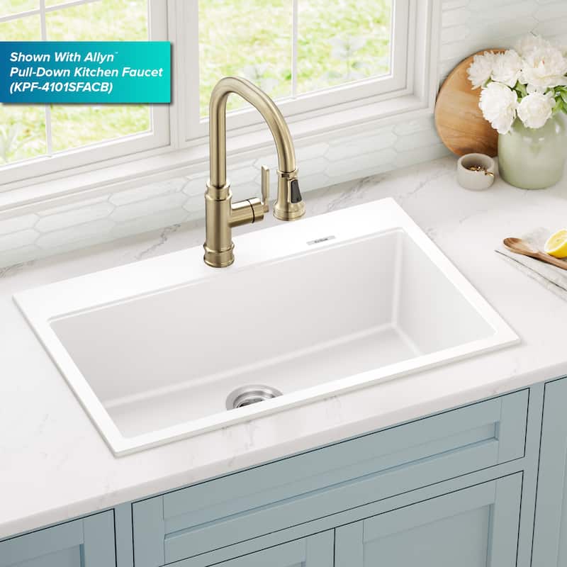 KRAUS Granite 31 inch 1-Bowl Undermount Drop-in Kitchen Sink