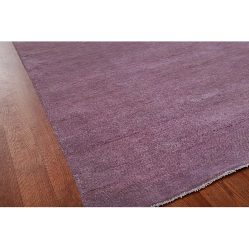 Hand Knotted Oriental 100% Wool Carpet Modern Solid Purples Gabbeh Area Rug - 12' 2'' X 11' 11''