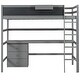 preview thumbnail 13 of 28, Wood Twin Size Loft Bed with Desk, Blackboard, Storage Box, Shelf & 3 Drawers, Safe Design with Guardrails, Grey