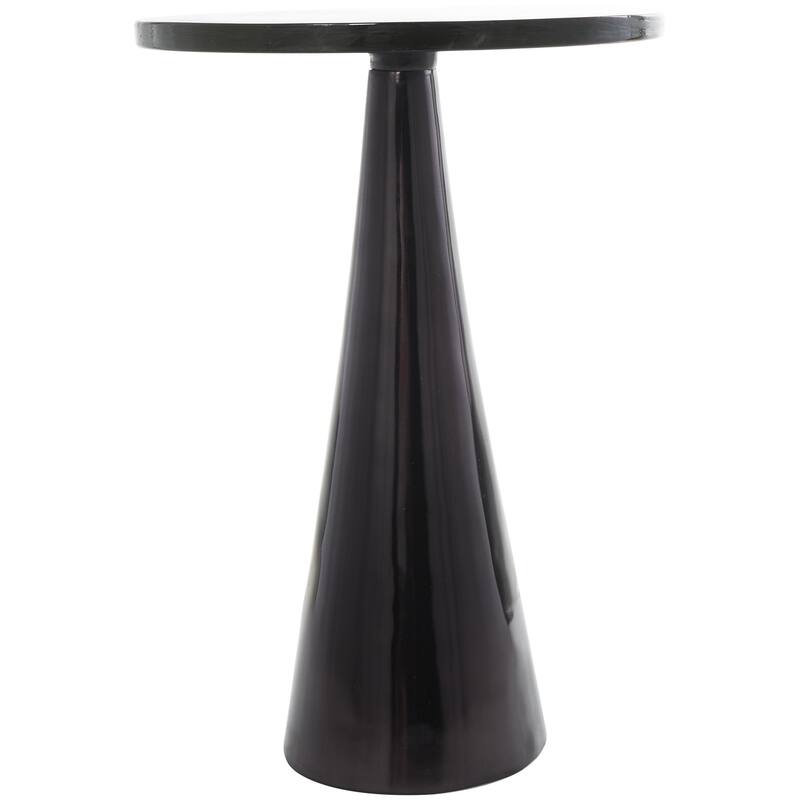 Aluminum Metal Geometric Cone Accent Table with Textured Glass Tabletop - Black or Gold - Roche River Decor