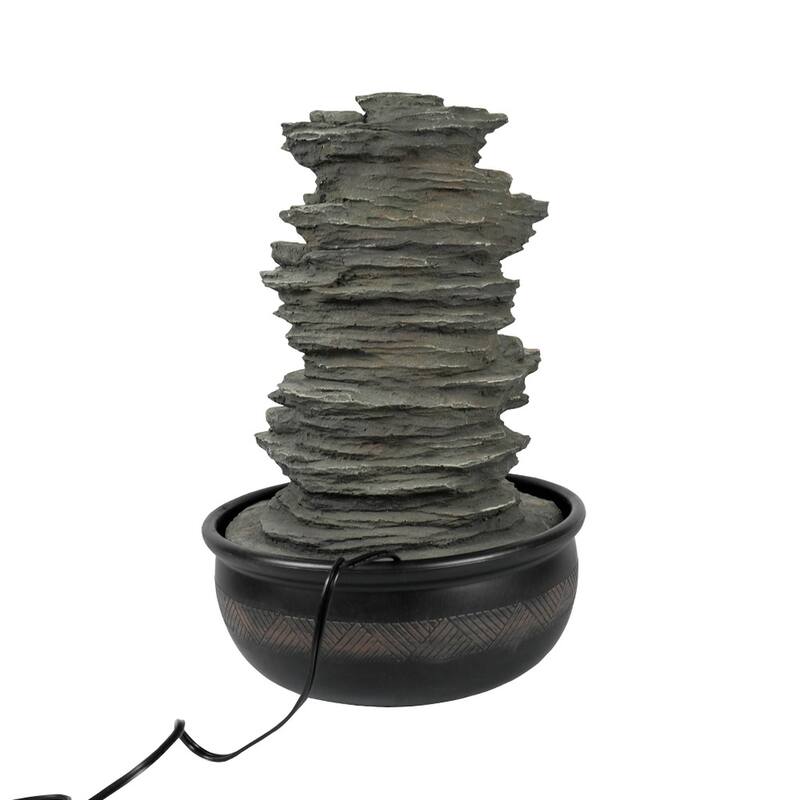 5 Tier Indoor Tabletop Water Fountain Resin Rockery with Base