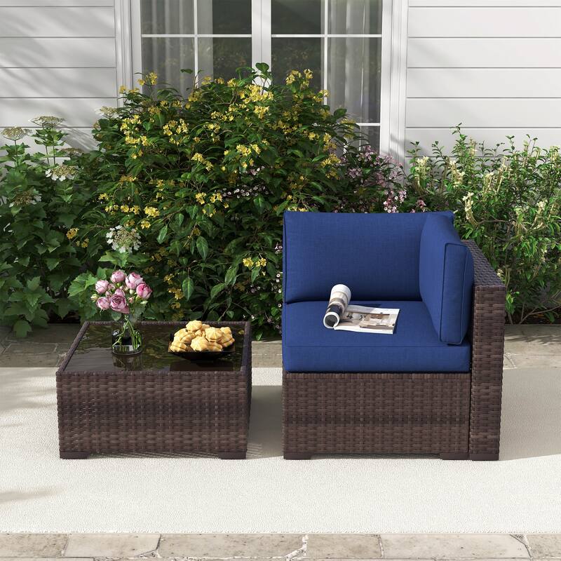 Outdoor 2-Piece Wicker Sofa Set