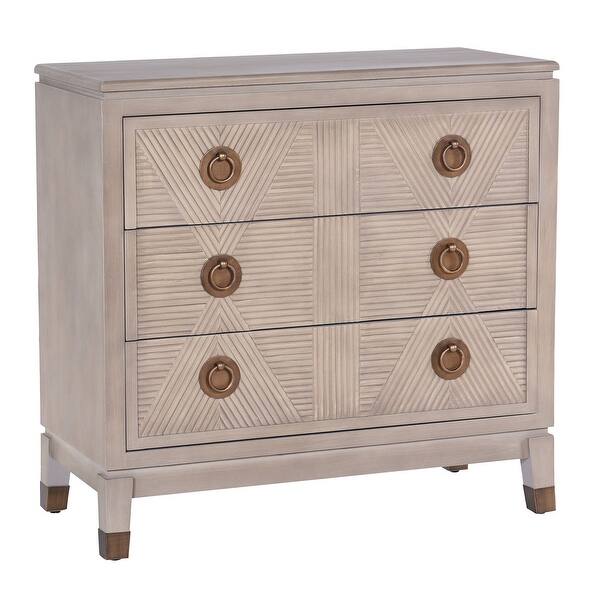 slide 2 of 8, Windsor - Three Drawer Chest - Beige Bisque Finish - Antique Brass Hardware Beige Bisque, Antique Brass - 3-drawer