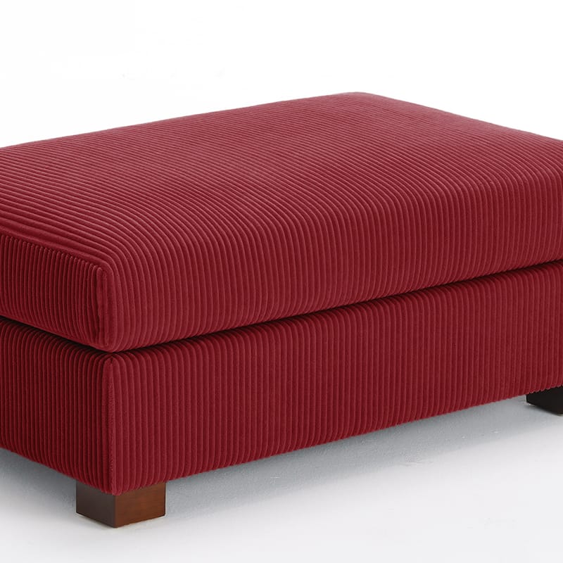 Modern Rectangle Oversized Stripe Corduroy Ottoman