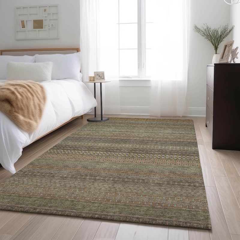 Premium Washable Super Soft Boho Stripes Mayfield Rug - Khaki - 10' x 14' - Rectangle
