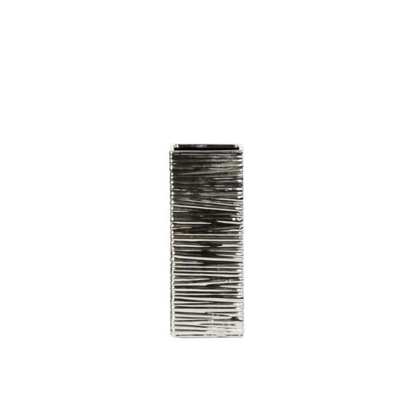 Rippled Pattern Ceramic Vase, Small, Silver