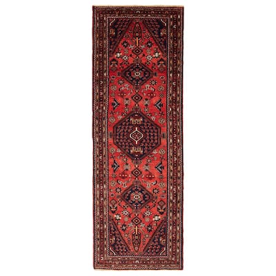ECARPETGALLERY Hand-knotted Andelz Red Wool Rug - 3' 6" x 10' 3"