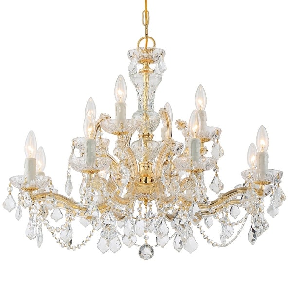 slide 2 of 10, Maria Theresa 12 Light Clear Crystal Chandelier - 29'' W x 25.5'' H 29'' W x 25.5'' H