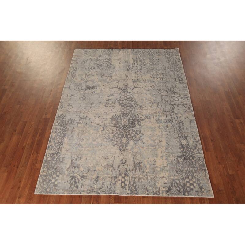 All-Over Abstract Area Rug Handmade Wool Carpet - 5'4"x 7'8"