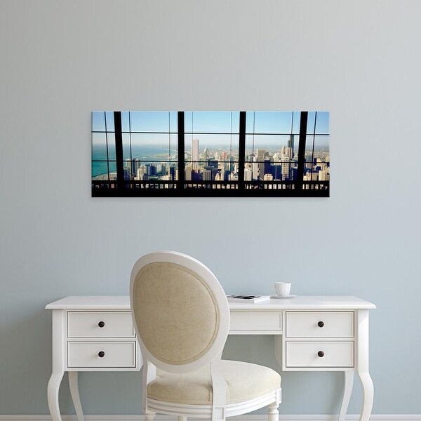 Easy Art Prints Panoramic Image 'View of a city as seen through a window, Chicago, Illinois, USA' Canvas Art