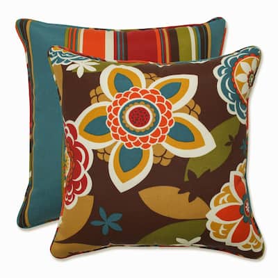 Pillow Perfect Outdoor Annie/Westport Chocolate 16.5-inch Throw Pillow (Set of 2) - 16.5 X 16.5 X 5 - 16.5 X 16.5 X 5