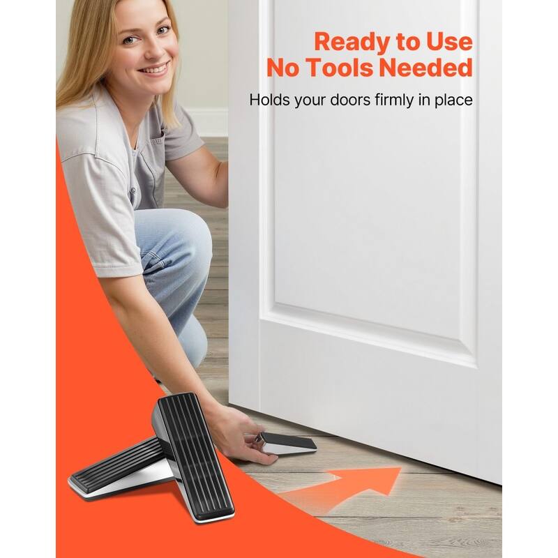 2 Pack Dual-Sided Non-Slip Door Wedge Zinc Alloy Construction with Wall Protection Bumpers