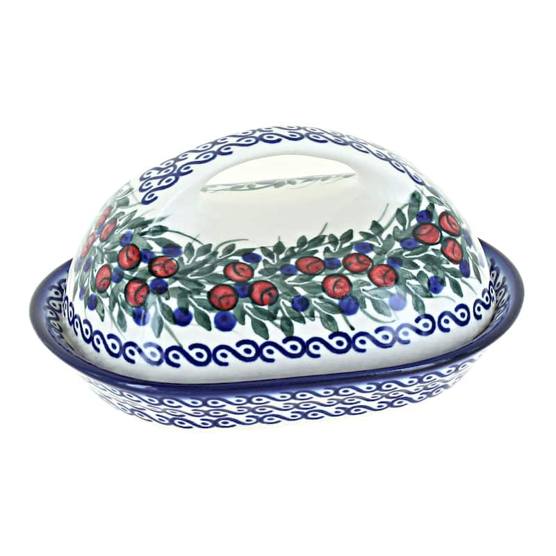 Blue Rose Polish Pottery 15A WR Unikat Butter Dish