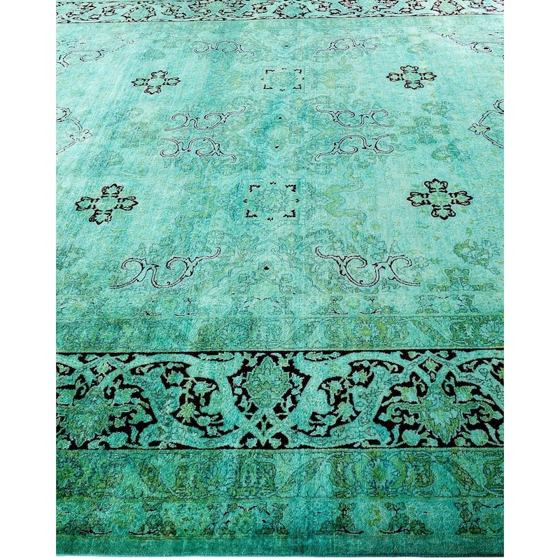 Overdyed, One-of-a-Kind Hand-Knotted Area Rug - Blue - 8' 2" x 16' 9"