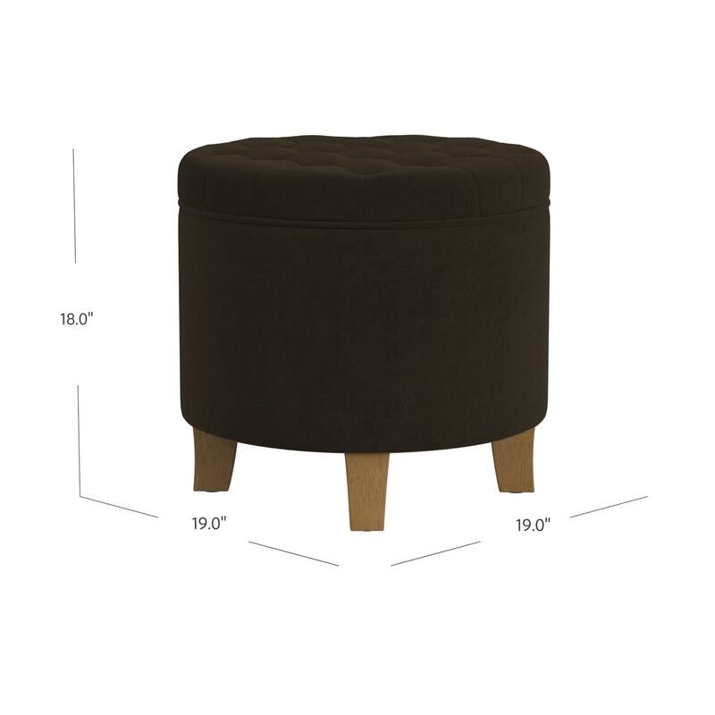 Carson Carrington Hare Button-tufted Round Storage Ottoman