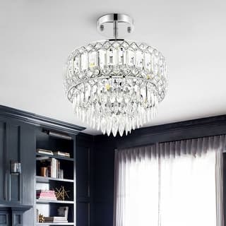 GetLedel 3-Light Dimmable Crystal Semi-Flush Mount Chandelier