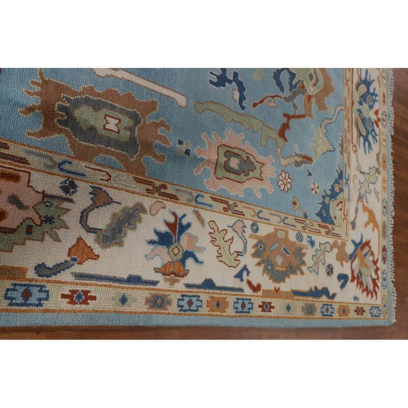 Blue Oushak Indian Area Rug Handmade Wool Carpet - 7'10"x 10'0"